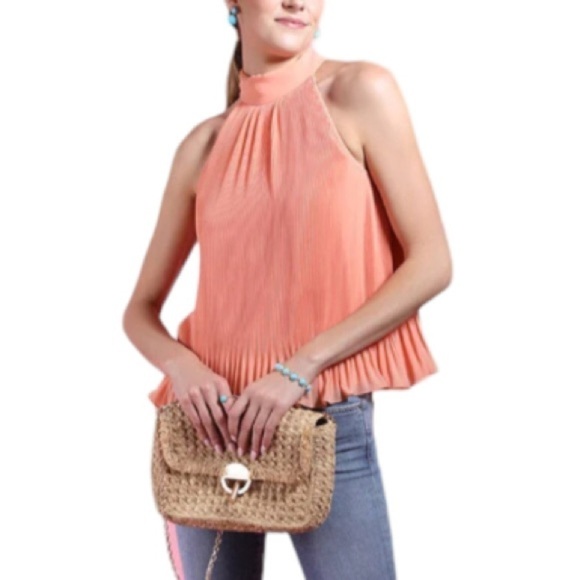 Veronica Beard Alexa Plisse’ Halter Top Pleated Blouse NWOT - Picture 6 of 16